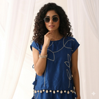 Indigo Shell-Drop Embroidered Co-ord Set