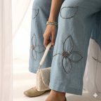 Sea Blue Shell-Drop Embroidered Co-ord Set