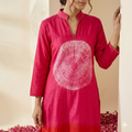 fuchsia pink ombré Kurta Set with White pants
