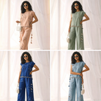 Baby Peach Shell-Drop Embroidered Co-ord Set