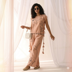 Baby Peach Shell-Drop Embroidered Co-ord Set