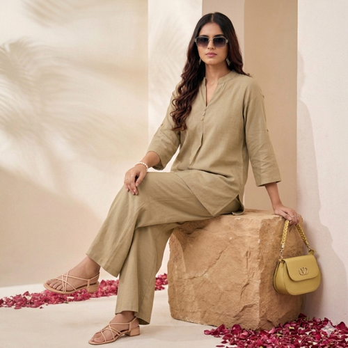 Cotton-Linen Tunic & Wide-Leg Palazzo Set