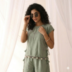 Sea Green Shell-Drop Embroidered Co-ord Set
