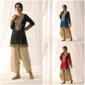 Pure Red Silk Kurta with Gold Zari Artistry paired with Sand Draped Dhoti