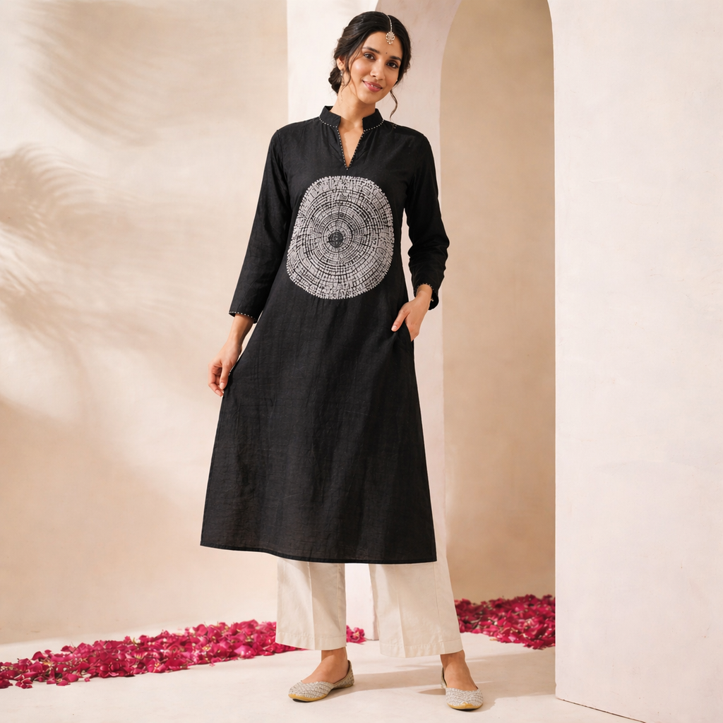 Black Ombré Kurta Set with Pants