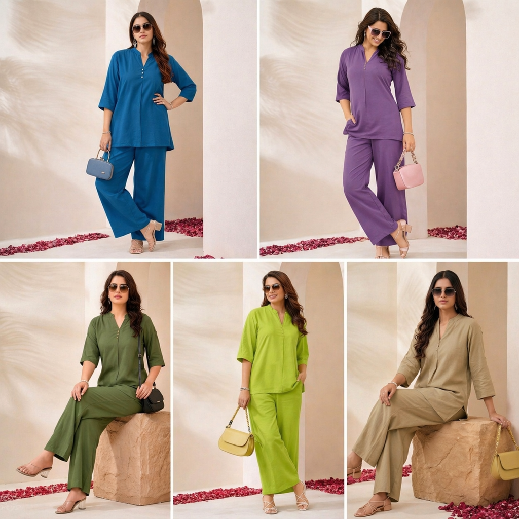 Cotton-Linen Tunic & Wide-Leg Palazzo Set
