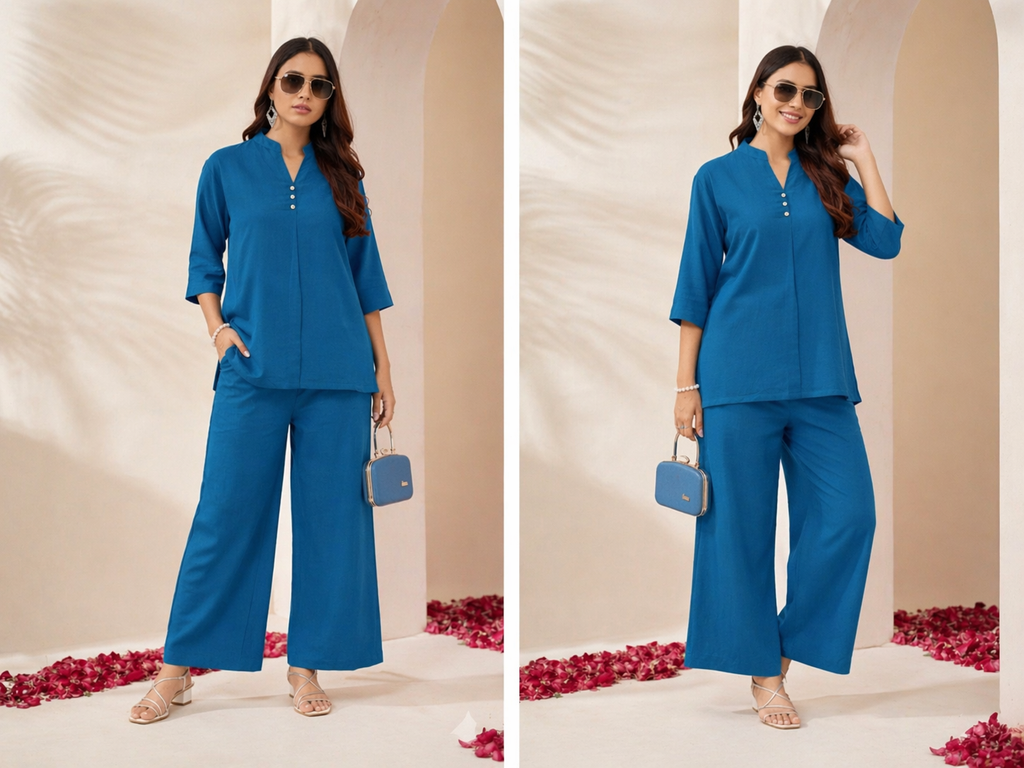 Cotton-Linen Tunic & Wide-Leg Palazzo Set