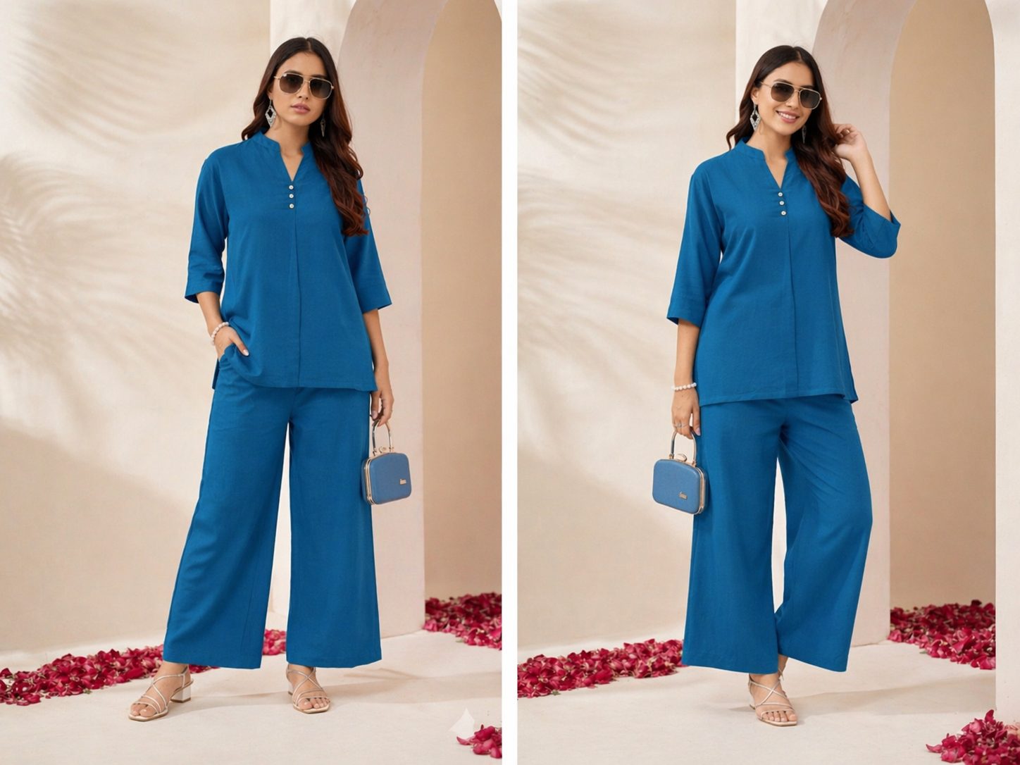 Cotton-Linen Tunic & Wide-Leg Palazzo Set