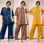Blue Bloom Embroidered Co-ord Set